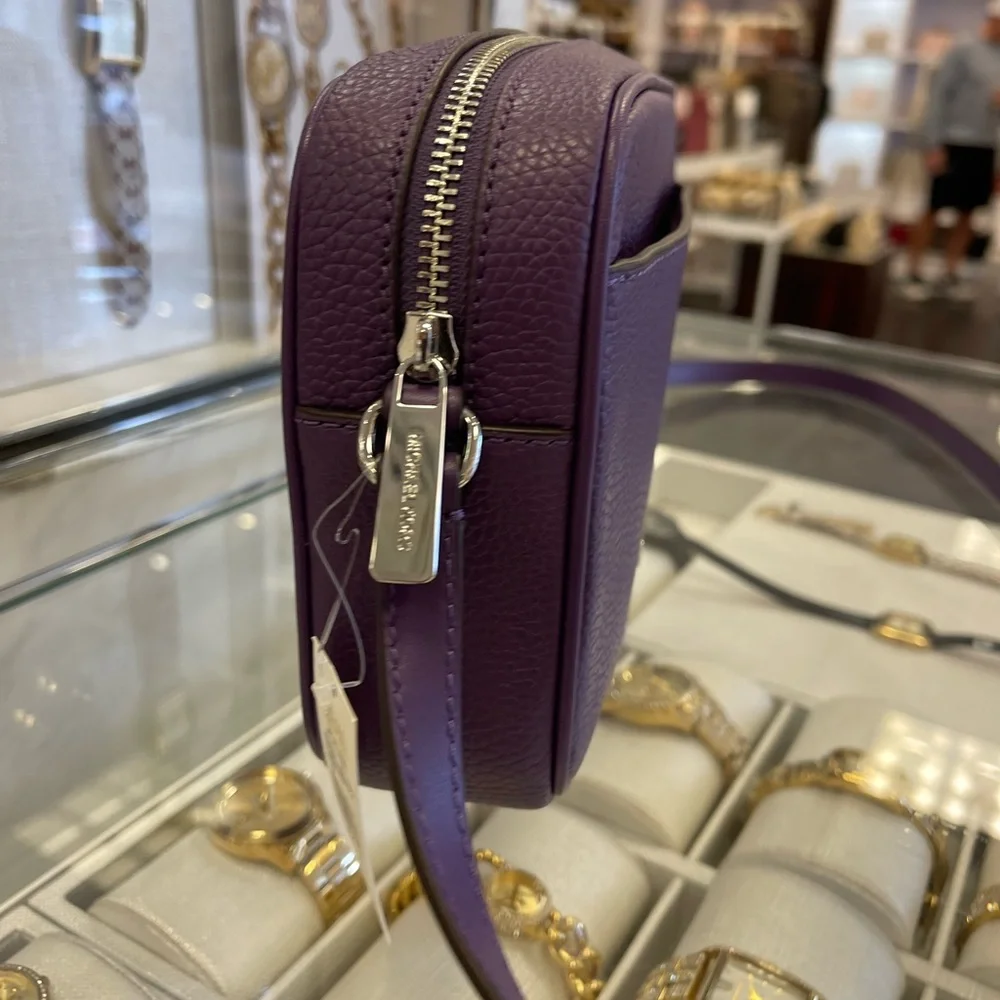 MICHAEL KORS Jet Set Pebbled Leather Camera Crossbody Bag
Dark Purple 
NWT - Picture 9 of 16